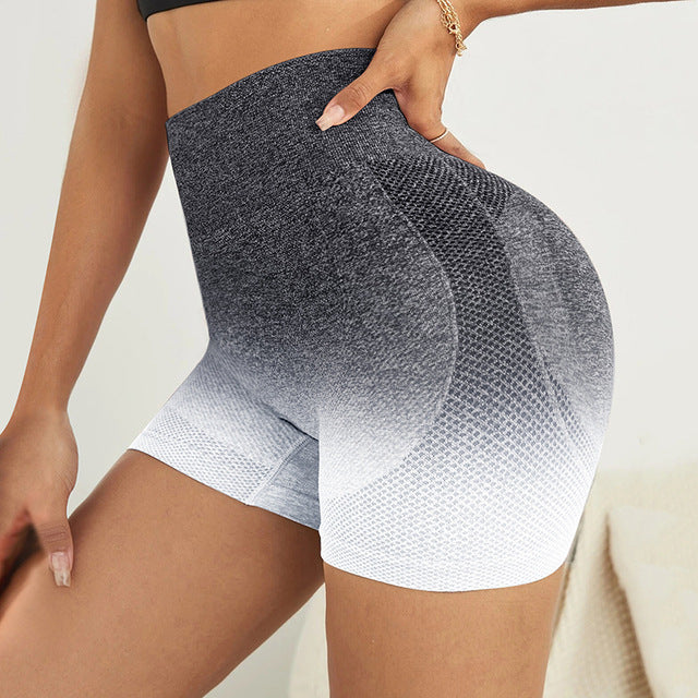 High Waisted Gradient Seamless Shorts for Women Breathable Sweat Resistant Lifting Yoga and Fitness Leggings for Comfort and Performance