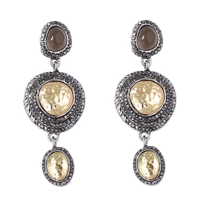 Chic Vintage-Inspired Luxe Geometric Alloy Round Earrings with Sparkling Diamonds - Perfect for Fashion-Forward Women