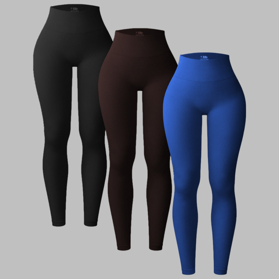 High Waisted Seamless Yoga Leggings for Women Fall Winter Ribbed Workout Pants Moisture Wicking Quick Dry and for Running Fitness