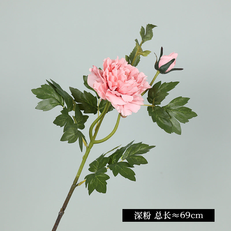 Realistic Faux Single-Stem Double-Headed Peony Flower for DIY Home Décor – Perfect for Living Rooms, Entryways, and Window Displays |  Silk Floral Arrangement