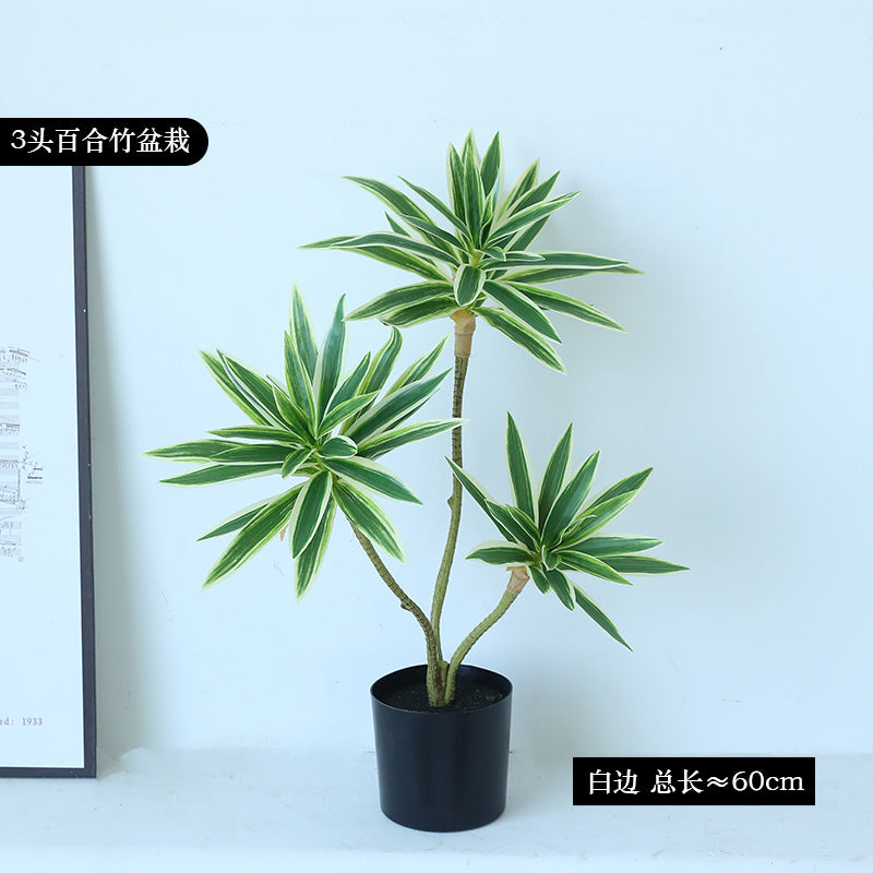 Realistic Green Potted Lily Bamboo Plant - Perfect for Home Decor, Interior Gardening, and Eco-Friendly Landscaping Showcase