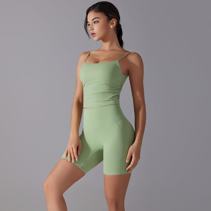 Double Sided Comfort Stretch Sports Tank Top and High Waisted Yoga Pants Set with Butt Lifting Shorts and Bra Ideal for Fitness Enthusiasts