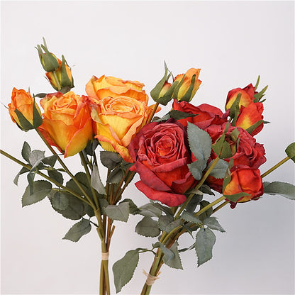 European Artificial Flower Bouquet - 9-Head Greek Rose Arrangement for Elegant Home Décor, Luxurious Silk Floral Accent with Stunning Edge Detail