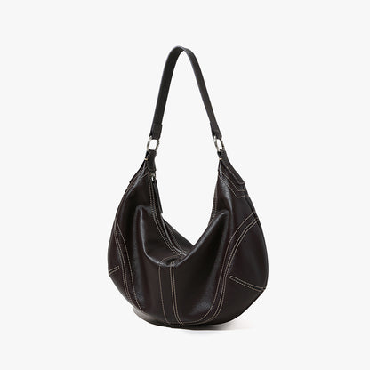 Women's Crystal Grain Layer Leather Dumpling Bag Luxury Feel Crossbody and Handbag for Elevated Style