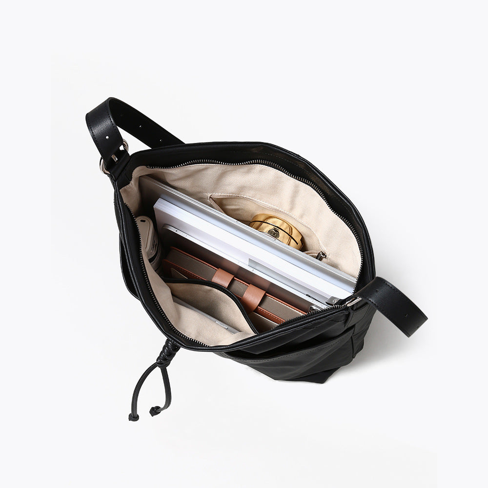 Luxurious Lazy Chic Genuine Leather Tote Bag with Bow Tassel Spacious Shoulder Bag for Everyday Use