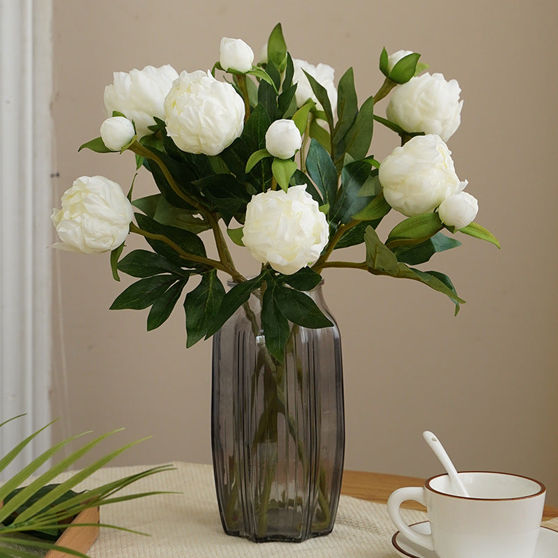 Elegant European Miniature Double-Headed Faux Peony Flowers - Perfect for Wedding Decorations and Home Décor - Soft and Realistic Silk Peony Floral Arrangements