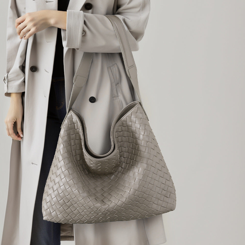 Handcrafted Large Capacity Leather Shoulder Bag for Women Crossbody Tote for Fall Winter