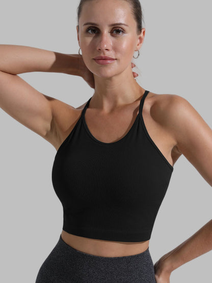 High Impact Women's Outdoor Sports Bra for Running Yoga Fitness Seamless Crossback Tank Top for Comfort and Support