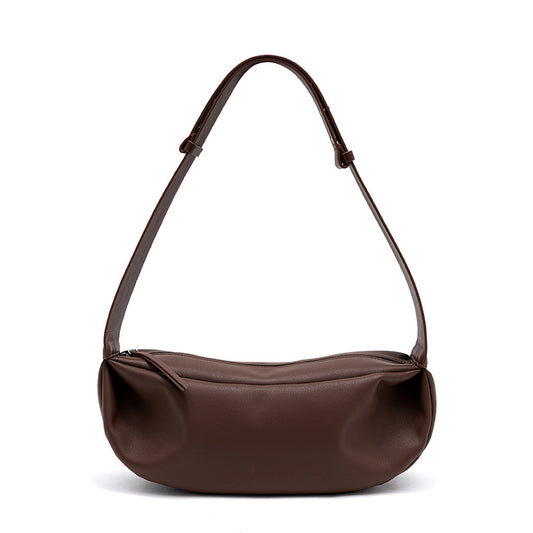 Casual Dumpling Bag Genuine Leather Crossbody with Soft Wide Shoulder Strap for Effortless Chic Everyday Luxury