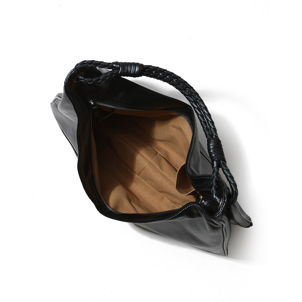 Korean Inspired Genuine Leather Tote Bag Minimalist Handbag for Commuting Versatile Shoulder and Handheld Design