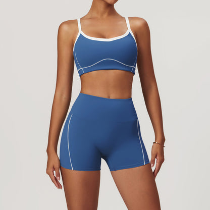 Women's Summer Slim Fit Yoga Set with Beautiful Back Design Tummy Control Butt Lifting Outdoor Running Outfit for Fitness Enthusiasts Style 8838