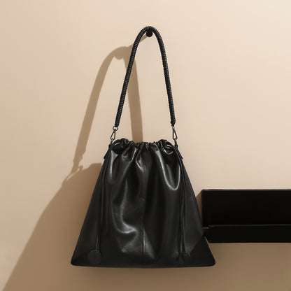 Luxurious Genuine Leather Tote Bag for Women Soft Folded Design Large Capacity Shoulder Purse and Effortless Chic Style