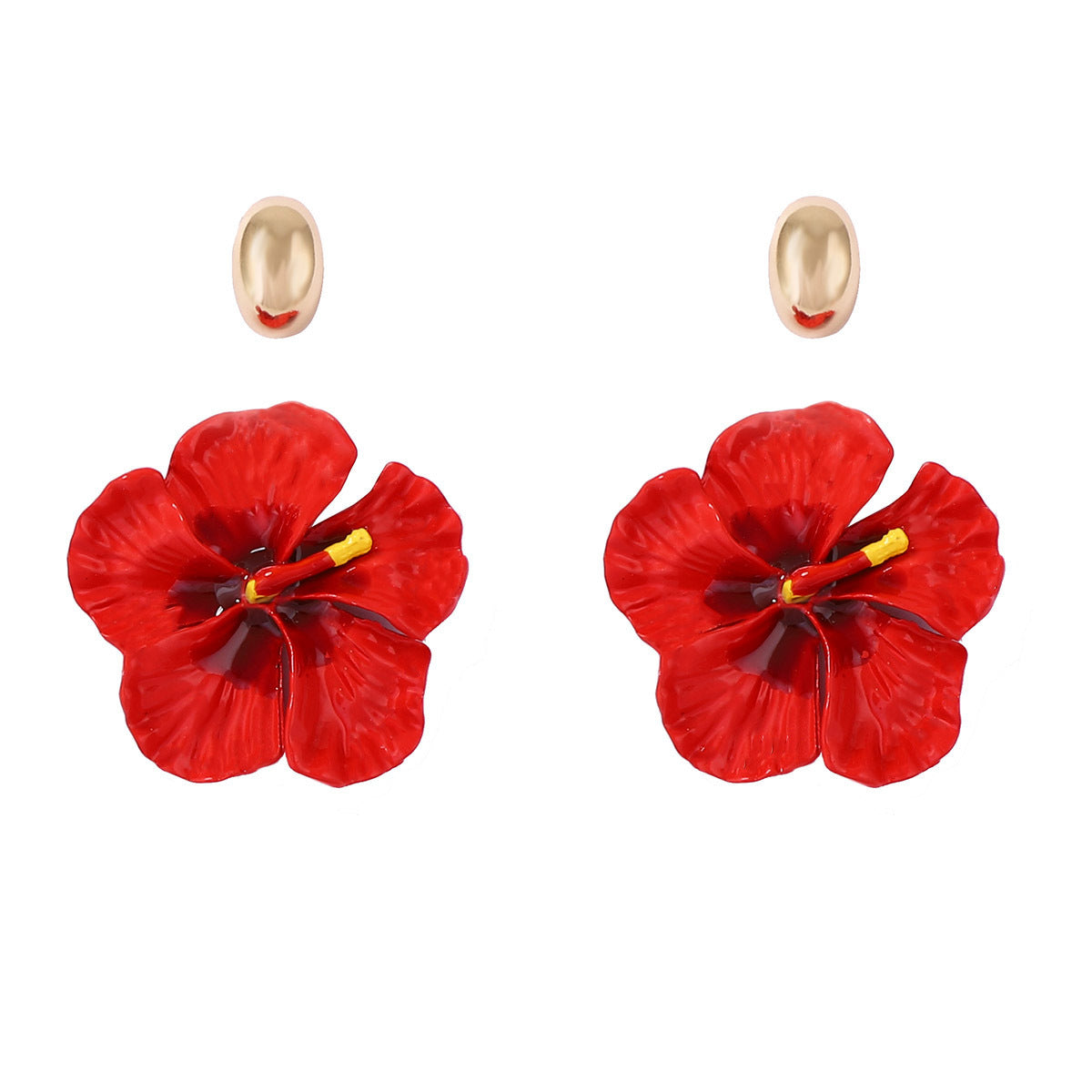 Versatile Floral Hoop Earring Set - Perfect for Everyday Wear, Commuting, and Featuring Durable Alloy with Stylish Drip Oil Flower Design - 4-Piece CCB Earring Collection