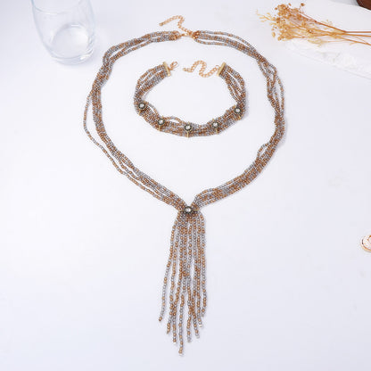 Bohemian Multi-Layer Beaded Y-Shape Necklace Sweater Chain – Trendy Casual Jewelry Set for Chic Layered Looks