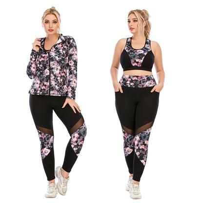 Plus Size Yoga Outfit Set High Performance Fitness Apparel with Supportive Sports Bras for Comfortable Workouts Ausshili Style 12089 12090 12091