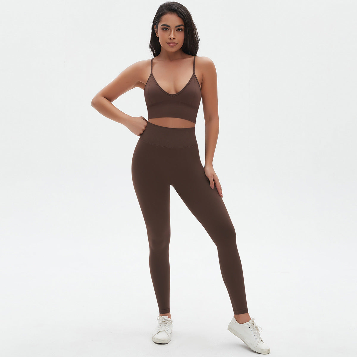 Seamless Low V Neck Cami Yoga Set with High Waisted Peach Butt Lifting Leggings Comfort Style for Your Workout