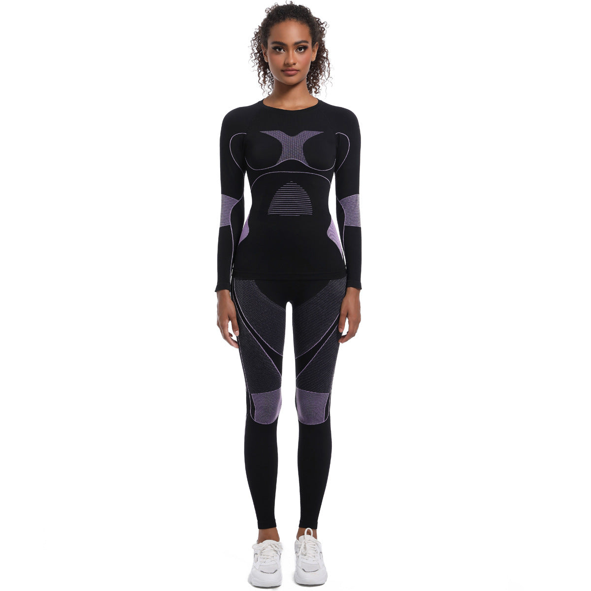 Seamless High Elastic Long Sleeve Ski Suit Body Shaping Set for Women for Running Cycling Yoga and Outdoor Sports