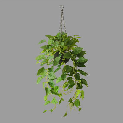 Lifelike Hanging Pothos Planter - Indoor Greenery Wall Art for Creative Home Decor, Perfect for Entryways, Balconies, and Faux Plant Lovers