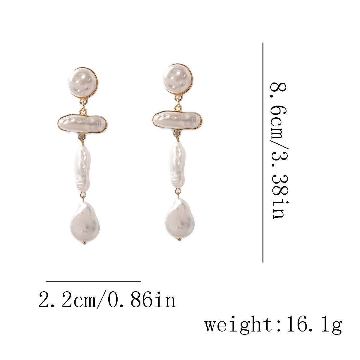 Exaggerated Baroque Irregular Faux Pearl Statement Earrings – Elegant and Versatile Long Drop Dangle Earrings for Women, Perfect for Banquets and Evening Events