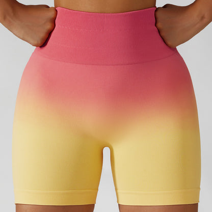 Seamless Gradient High Waisted Yoga Shorts Breathable Elastic and Butt Lifting Fitness Pants for Comfort and Style Model 6406