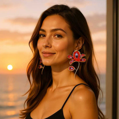 Chic Minimalist Exaggerated Design Alloy Floral Earrings - Unique Statement Jewelry for an Elegant Look