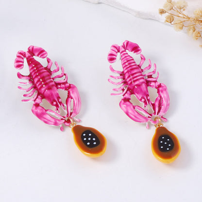 Chic Luxury Ocean-Inspired Alloy Lobster Pendant Earrings for Women – Perfect Versatile Vacation Accessory with a High-End Design