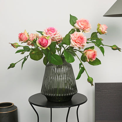 Luxurious Touch - Moisturizing Faux Rose Flower Arrangement for Elegant Living Room and Dining Table Décor, Featuring Three-Tiered Realistic Roses