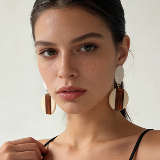 Chic Minimalist Vintage-Inspired Geometric Color-Blocked Transparent Round Hoop Earrings – Elegant Statement Accessories for Any Occasion