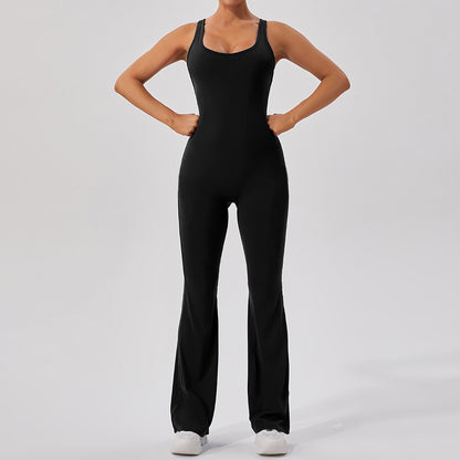 Quick Dry Fleece Lined High Waisted Yoga Jumpsuit for Dance and Fitness Flattering Supportive Design for Tummy Control and Lift