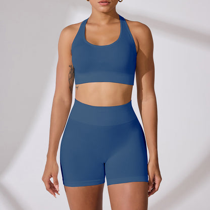 High Waisted Peach Butt Yoga Shorts and Bra Set for Outdoor Sports Comfortable Fit and Flattering Design