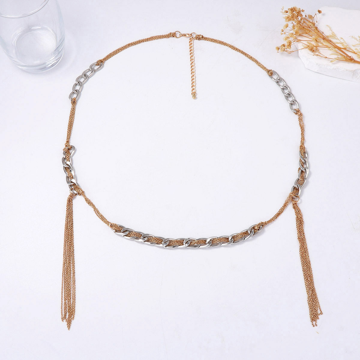 Chic Minimalist Layered Metal Chain Tassel Pendant Necklace - Trendy Casual Accessory for Effortless Style