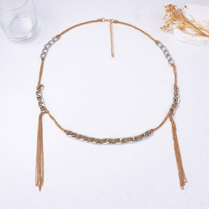 Chic Minimalist Layered Metal Chain Tassel Pendant Necklace - Trendy Casual Accessory for Effortless Style