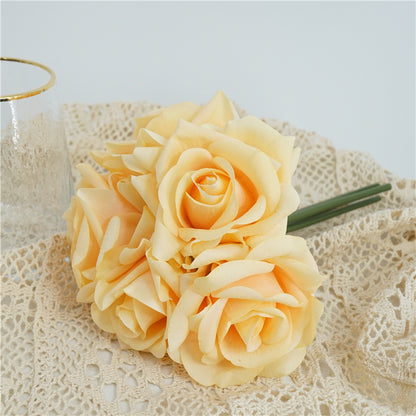 Luxurious Touch Realistic Moisturizing Silk Rose Bouquet for Weddings - Stunning Bride's Handheld Floral Arrangement for Home Décor and Table Centerpieces