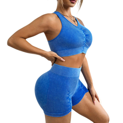 Women s Seamless Yoga Set Water Washed Peach Butt Lift Bra and High Waisted Shorts for Enhanced Comfort and Style Ideal Activewear for Fitness and Gym Workouts