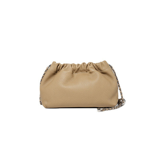 Large Capacity Top Grain Leather Underarm Bag Chic Korean Style Durable Round Chain Cloud Bag for Everyday Elegance