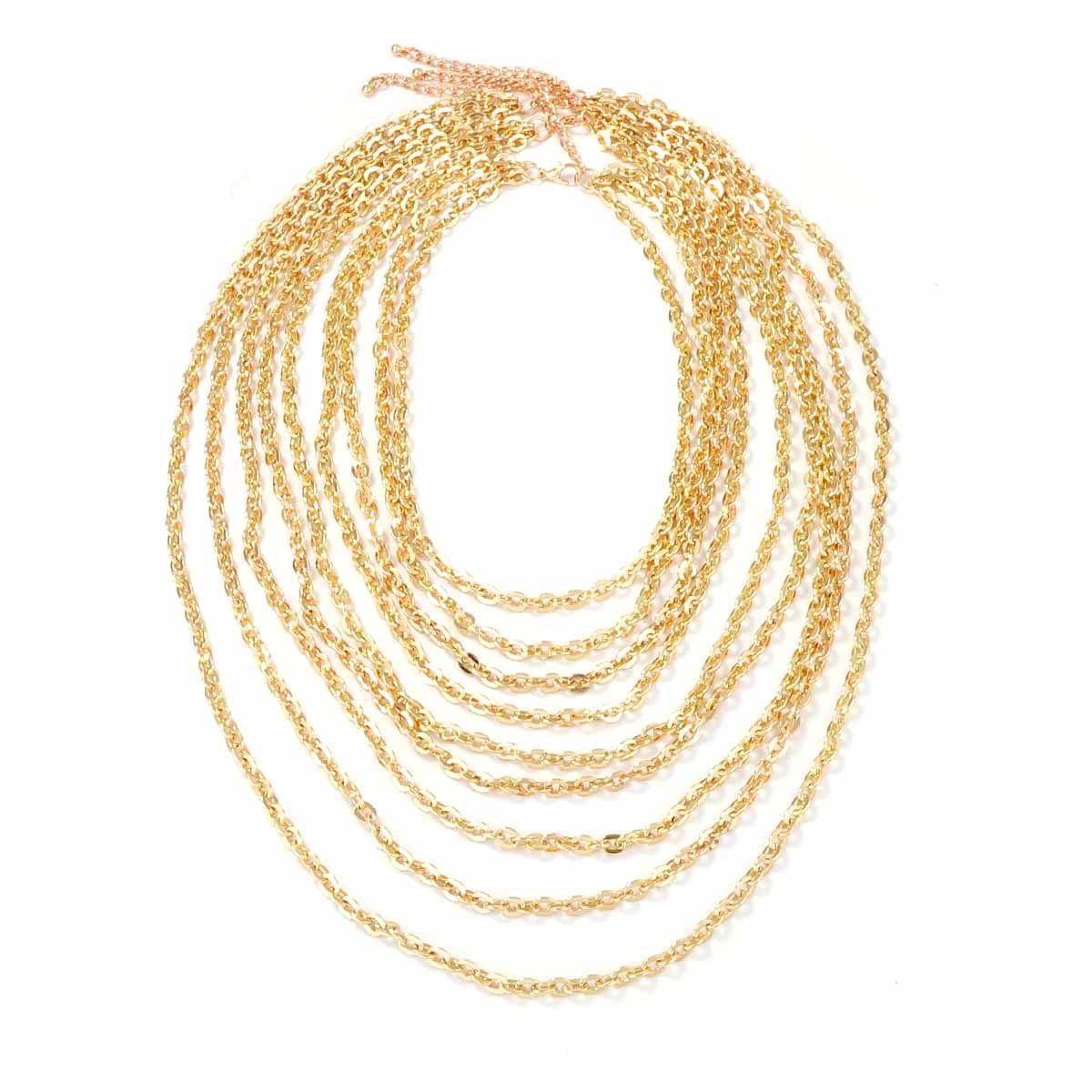 Exaggerated Luxury Multi-Chain Metal Texture Women's Layered Necklace - Chic, Elegant, and Versatile Accessory for Any Occasion