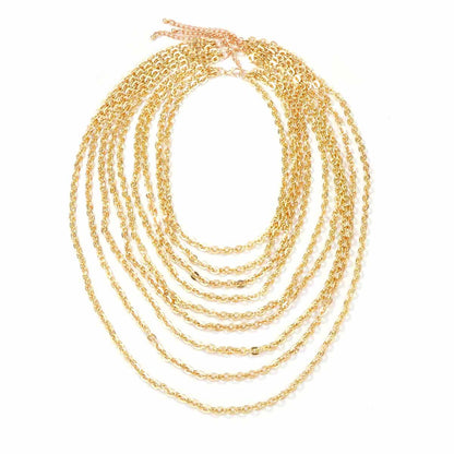 Exaggerated Luxury Multi-Chain Metal Texture Women's Layered Necklace - Chic, Elegant, and Versatile Accessory for Any Occasion