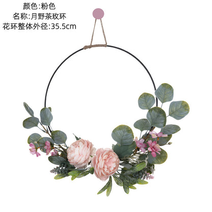 Elegant Wall-Mounted Design: Moonlit Wildflower Rose Ring for Weddings - Stunning Faux Flower Bouquet and Wall Decor - Perfect for Home Decoration (CF01011)