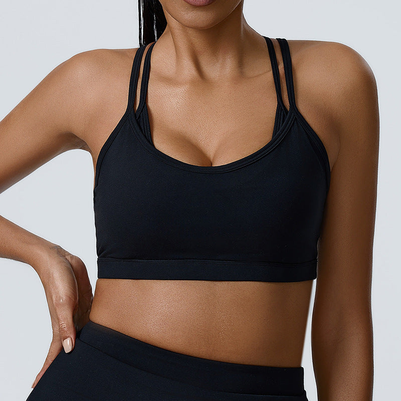 Comfortable and Supportive Women's Sports Bra with Adjustable Straps Ideal for Fitness Yoga and Active Workouts Back Design Shock Absorbent Features