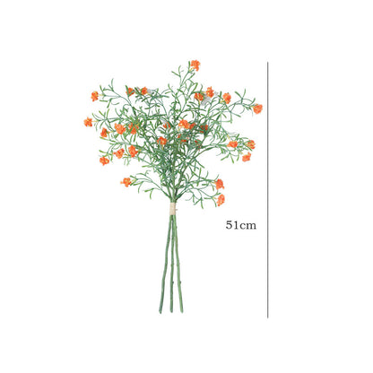 Elegant Faux Floral Arrangement: 3 Branches of High-Quality Simulation Cherry Blossoms and Baby's Breath for Outdoor Lawn Wedding Décor and Home Decoration