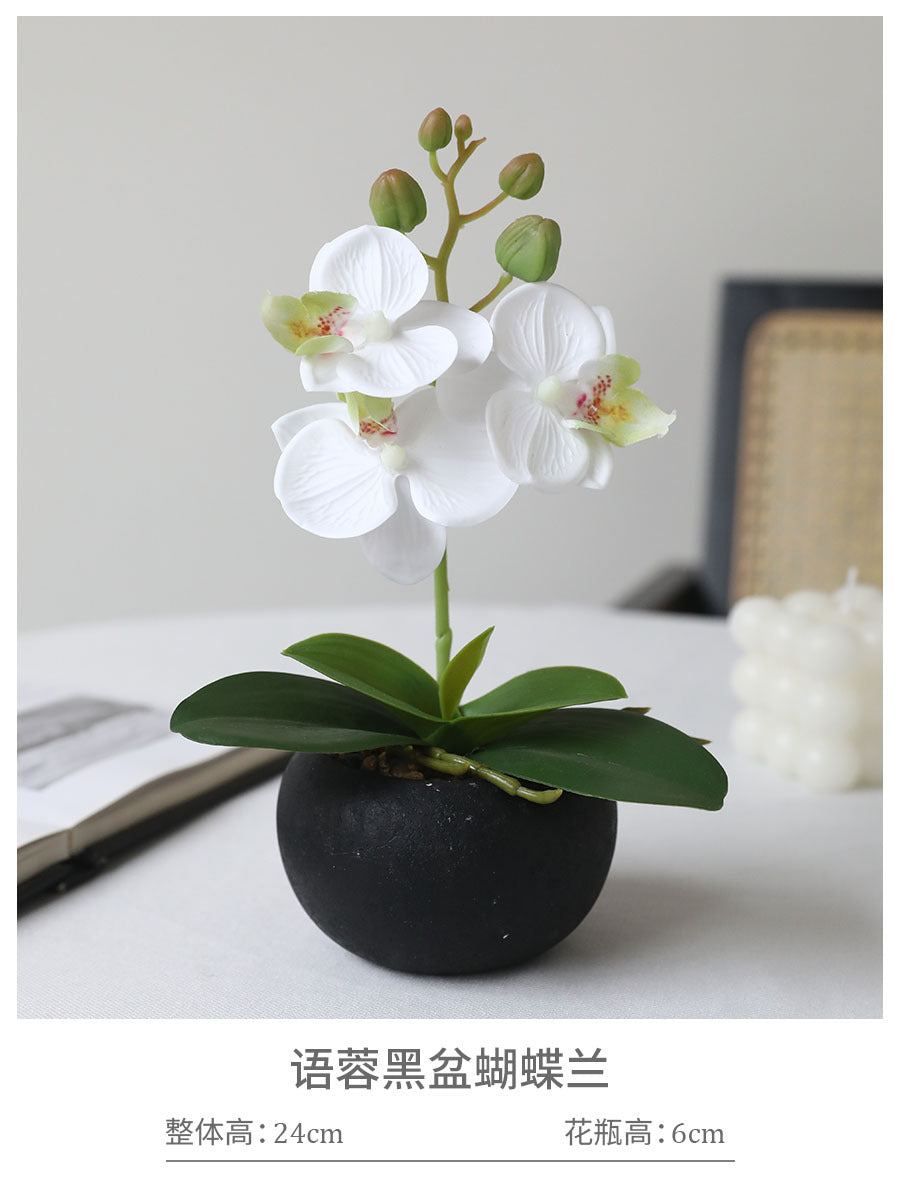 Realistic Touch Faux Orchid Potted Plant – Elegant Magnolia Simulation Flower Arrangement for Home, Office, Dining Room, and Living Room Décor