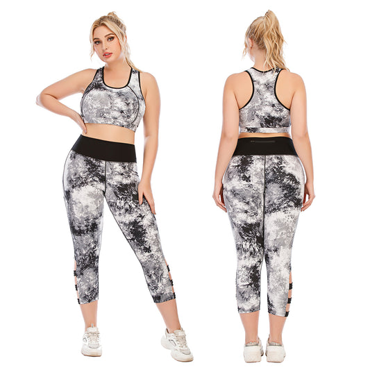 Plus Size Yoga Outfit Set High Performance Workout Leggings Supportive Sports Bra for Comfort and Flexibility Style 12069 12070