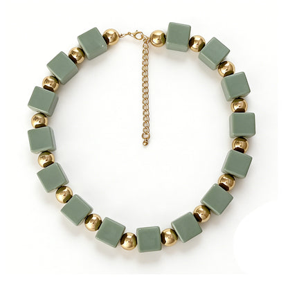 Stylish Handmade Multilayer Geometric Colorful Square Beaded Bohemian Necklace for Women – Unique, Versatile Accessory for Any Occasion
