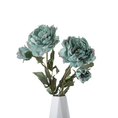 Elegant Faux Peony Branch with Single Bloom and Bud - Perfect for Wedding Decor and Home Accent - INS-Style Realistic Artificial Flowers YC1032