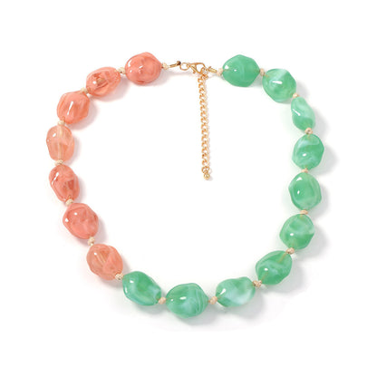 Stylish and Unique Casual Colorful Geometric Statement Beaded Necklace for Women - Versatile Multi-Color Design Perfect for Any Occasion