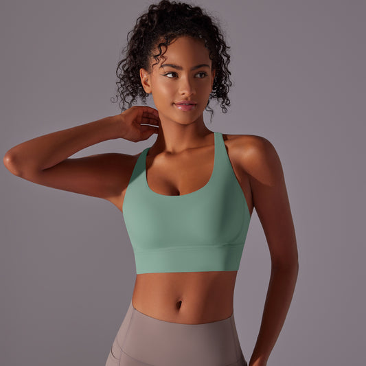 Double Sided Fleece Crossback Sports Bra Shockproof Design for Comfort Seamless Support and Cloud Like Feel for Yoga and Fitness Workouts