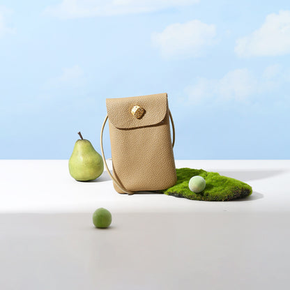 Minimalist Genuine Leather Phone Crossbody Bag for Women for Spring with High Quality Top layer Cowhide Versatile Shoulder Strap