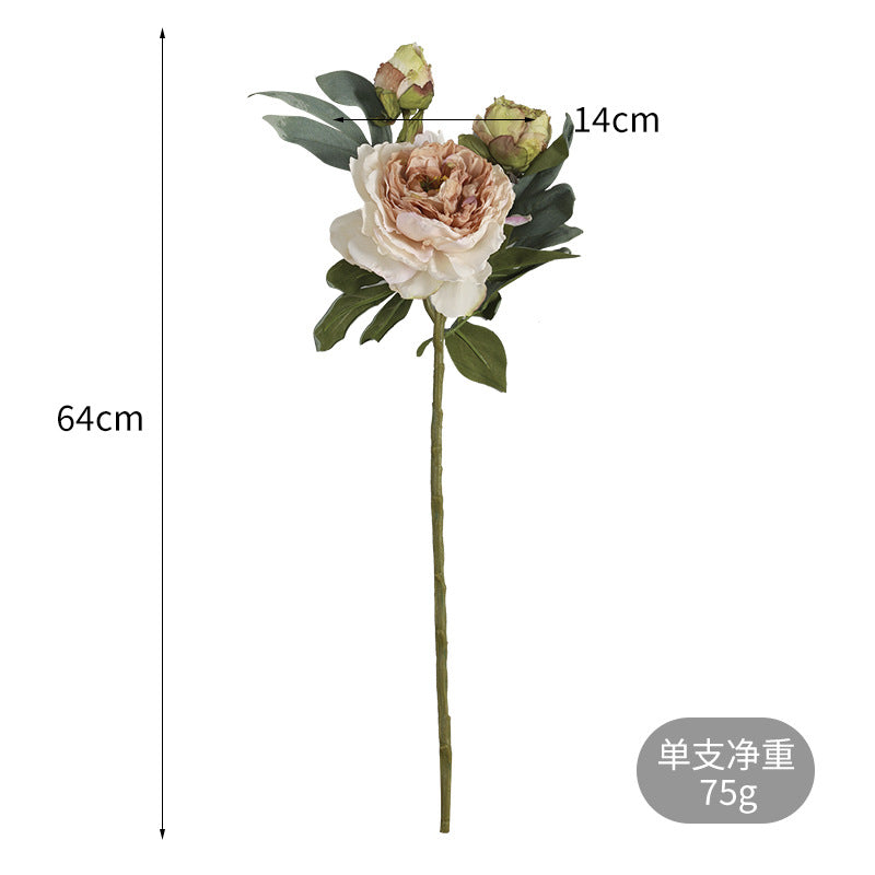 Realistic Triple-Headed French Edge Peony Artificial Flowers - Stunning Home Decoration for Living Room, Perfect for Floral Arrangements and Elegant Display