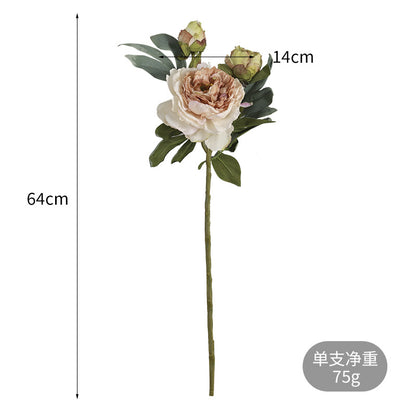 Realistic Triple-Headed French Edge Peony Artificial Flowers - Stunning Home Decoration for Living Room, Perfect for Floral Arrangements and Elegant Display