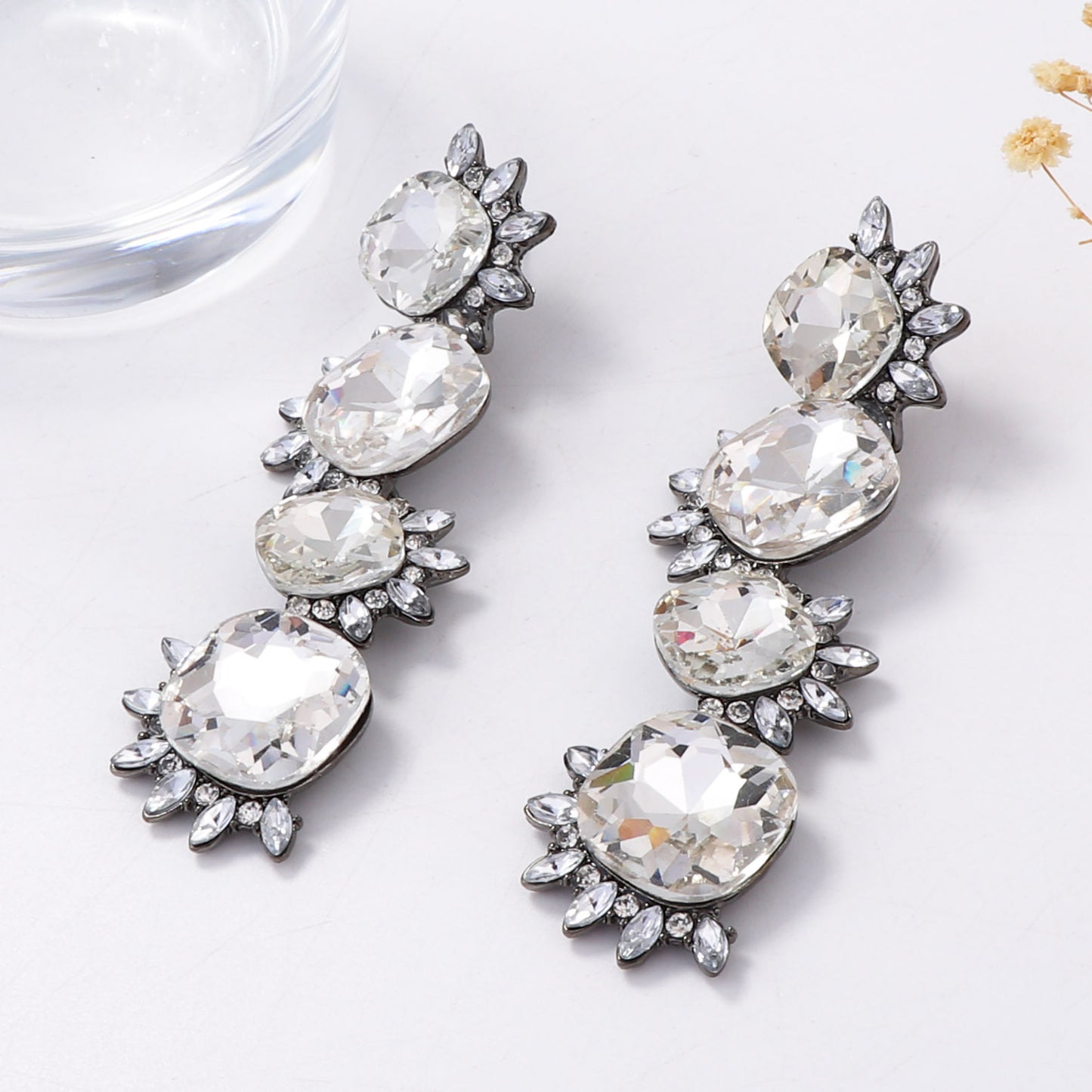 Dramatic Chic Geometric Alloy Zircon Stone Inlaid Square Dangle Earrings – Perfect for Parties and Special Events